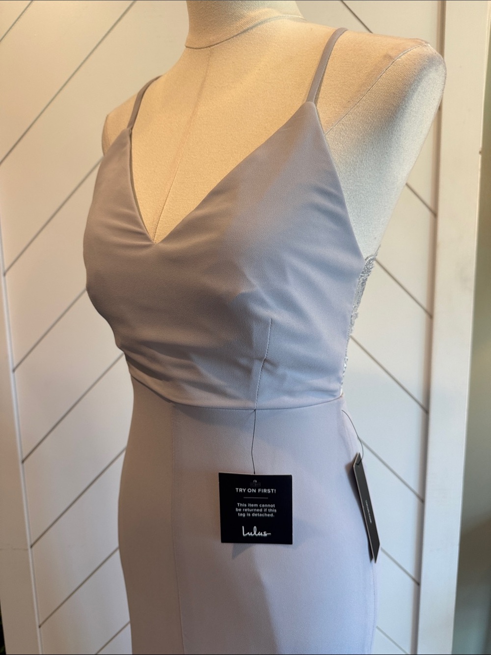 NWT- Story of a Starry Night Lavender Grey Backless Lace Maxi Dress - Picture 7 of 16